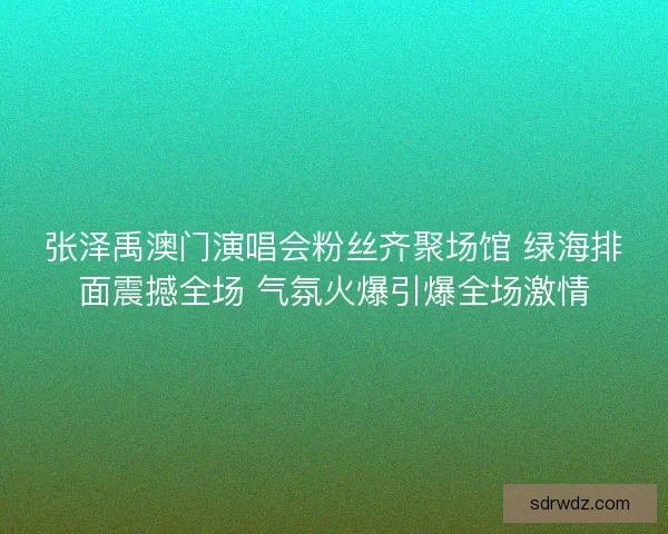 张泽禹澳门演唱会粉丝齐聚场馆 绿海排面震撼全场 气氛火爆引爆全场激情